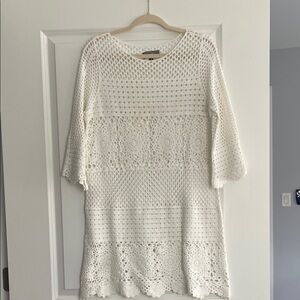 4SI3NNA Ivory Crochet Long Sleeve Dress